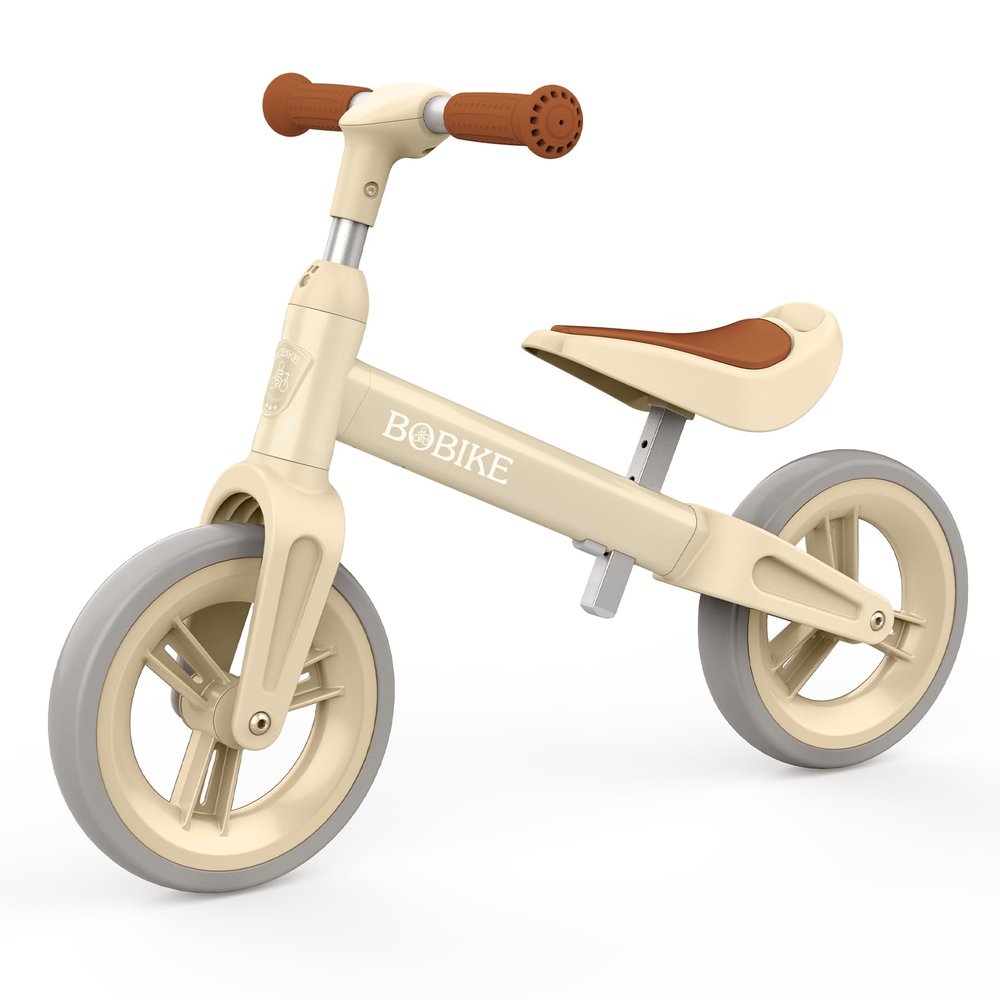 Bobike Toddler Balance Bike Toys for 1 to 6 Year Old Girls Boys Adjustable Seat and Handlebar No-Pedal Training Bike Best Gifts for Kids (Beige)