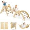 Olakids Pikler Triangle Set 7 in 1 Climbing Toys for Toddlers 1-3 Inside Foldable Wood Montessori Jungle Gym with Ramp Slide Arch Rocker Ladder Indoor Kids Activity Playground Baby Climber view 1