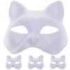 Tofficu 4pcs Cat Mask, Paintable White Cat Mask Animal, Blank to Paint Half Faces for DIY Halloween Cosplay s view 1