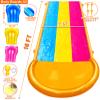 [ 3 Sided Safe Fence ] Extra Width Triple Slip Water Slide with 3-Way Sprinklers, Backyard Lawn Water Slides and 3 Bodyboards with Handle, Summer Outdoor Water Fun Toys for Kids Adults,16Ft x 7Ft view 2