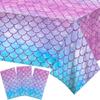 Adirasenotek 3Pcs Mermaid Tablecloths,Mermaid Birthday Decorations Rectangular Plastic Table Covers,Kids' Party Disposable Tablecloths for Decoration,Birthday Party,Baby Showers,87" Lx51 W view 1