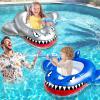 2 Pack Inflatable Shark Pool Floats Kids 3-11 Years, Kids Floaties Swimming Pool Toys with 2 Water Squirt Guns Boys Girls Party Float Ride-on Toddler Floatie with Safety Seat Summer Outdoor Water Game view 4