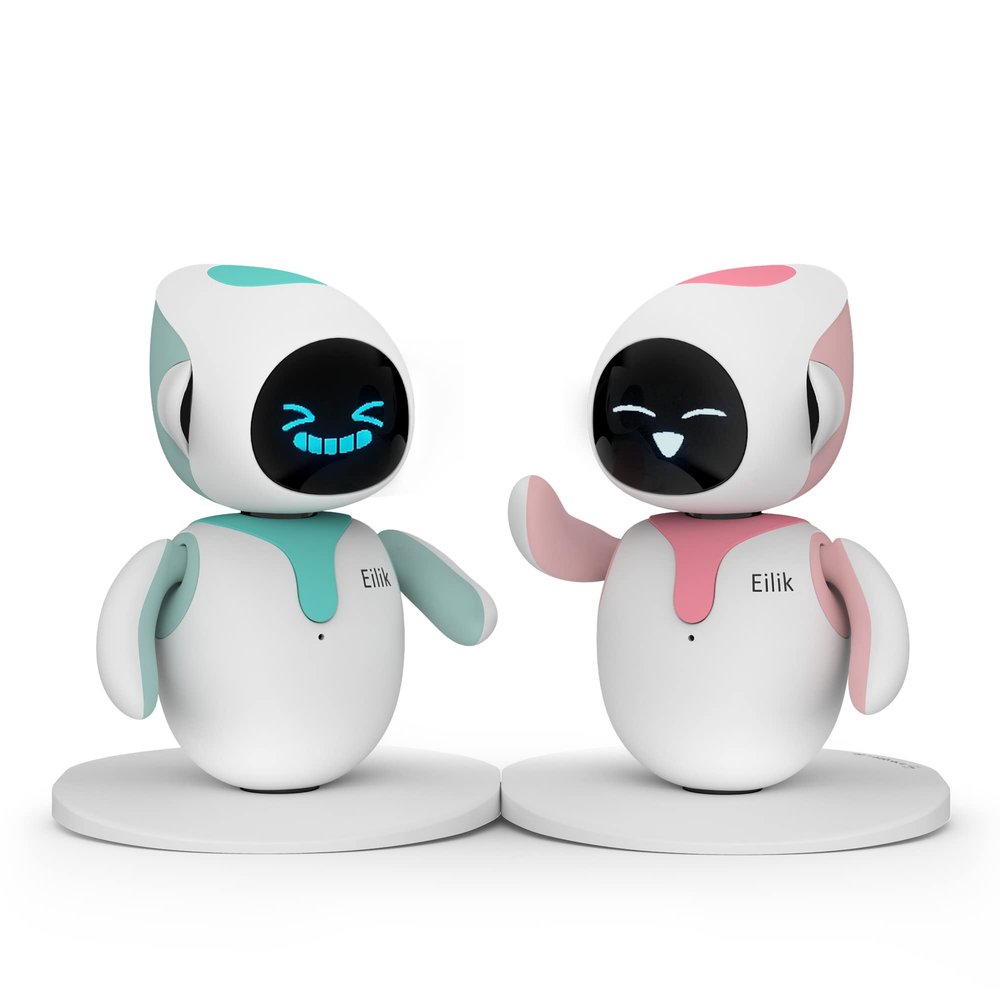 ENERGIZE LAB Eilik Touch Interactive Toys, Cute Robot Pets with Abundant Emotions. Idle Animations&Mini-Games, Unique Gift for Girls & Boys. Support Update.(Blue + Pink Combination)