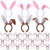 Tigeen 36 Pcs Easter Bunny Headband, Plush Rabbit Ear with Bendable Wire, Cute Bunny Headwear for Kids Adults Easter Egg Hunt(Pink, Brown) view 1