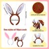 Tigeen 36 Pcs Easter Bunny Headband, Plush Rabbit Ear with Bendable Wire, Cute Bunny Headwear for Kids Adults Easter Egg Hunt(Pink, Brown) view 2