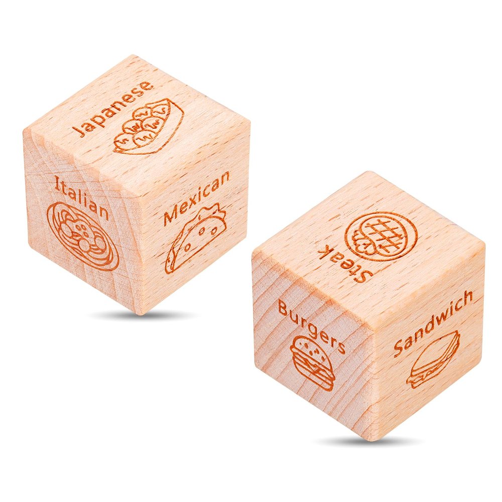 5 Year Anniversary Wood Gift for Him Her Date Night Gifts for Couple Him Her Boyfriend Girlfriend Food Decision Dice Birthday 5th Anniversary Wedding Gifts for Couples Wife Husband Stocking Stuffers