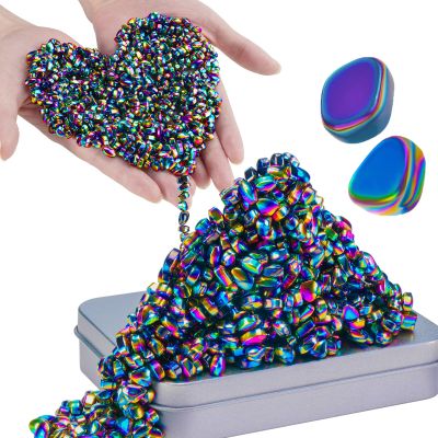 LECTRUS Magnetic Balls Over 1000 PCS Mini Rainbow Magnetic Putty, with 2 Big Smooth Magnetic Beads, Fidget Toys for Adult, Weak Ferrite Putty Desk Toys for Office (Colourful)