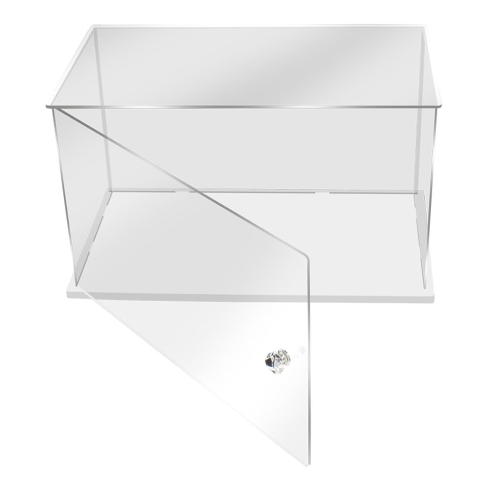 IDAFSA Clear Acrylic Display Case,Display Box Stand with White Base,with Door, Dustproof Protection Showcase for Collectibles Memorabilia Figurines ,12 Size Options(12x10x8inch; 30x25x20cm)
