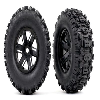 7871 Belted Sledgehammer Tires Mounted to Black X-Maxx Wheels (Pair)