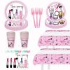 122pcs Spa Party Plates Napkins Cups Forks Tablecloth Tableware Kit for Girls Makeup Spa Day Birthday Supplies Decorations - 20 Guests view 1