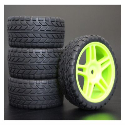 4pcs 1/10 RC Rubber Touring Tire Tire Rim Modification Accessories (Color : 1)