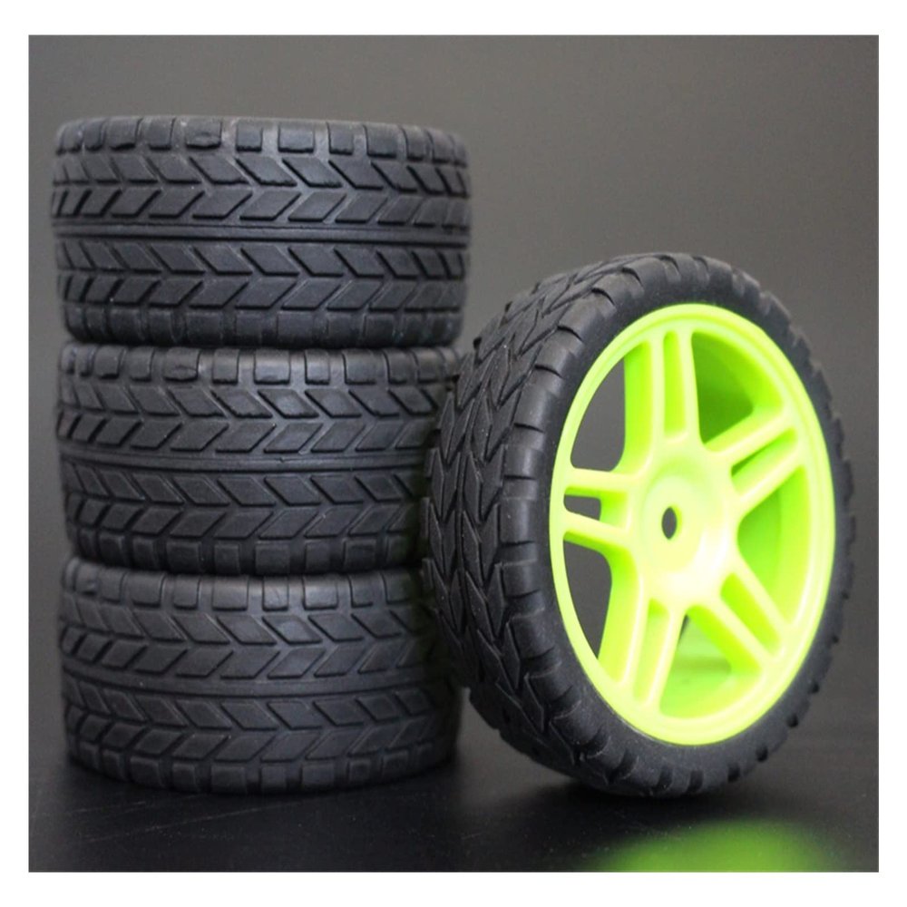 4pcs 1/10 RC Rubber Touring Tire Tire Rim Modification Accessories (Color : 1)