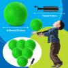 HSLCGF 6 Pcs Dodgeballs 8.5 Inch Playground Ball Kickball Green Inflatable Rubber Handball Bouncy Dodge Ball with 1 Hand Pump for Outdoors Games Gym Camps Picnic (Needle is at The Top of The Pump) view 2