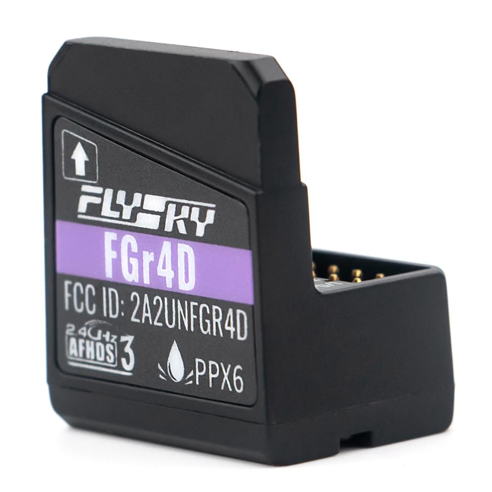 GoolRC Flysky FGr4D Receiver, 2.4GHz 4 Channels AFHDS 3 Receiver Built-in Dual Antenna PWM/PPM/i-BUS2/S.Bus/i-Bus Output Compatible with Flysky Noble NB4 PL18 EL18 RC Transmitter for RC Car Boat