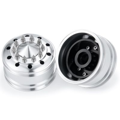 QUPA AM STORE Metal Front Wheels Rims 2 PCS for 1/14 Tamiya Truck Tractor Cargo RC Car