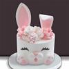 12 PCS Bunny Cake Topper with Ear Foot Flower Eye Nose for Easter Bunny Rabbit Birthday Supplies (Pink) view 1