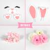 12 PCS Bunny Cake Topper with Ear Foot Flower Eye Nose for Easter Bunny Rabbit Birthday Supplies (Pink) view 3
