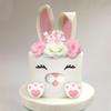12 PCS Bunny Cake Topper with Ear Foot Flower Eye Nose for Easter Bunny Rabbit Birthday Supplies (Pink) view 4