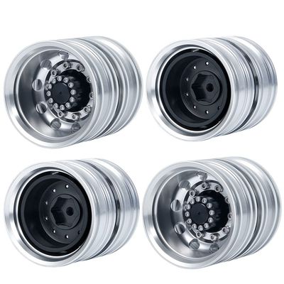 QUPA AM STORE Metal Rear Beadlock Wheels Rims 4PCS for 1/14 Tamiya Truck Tractor Cargo RC Car