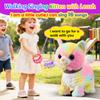 Colorful Leash Walking Cat Set Singing That Purrs and Meows Animated Plush Robot Kitten Moving Plush Realistic Stuffed Animal Remote Control Cute Kawai Robotic Kitty Toy for Girl view 3
