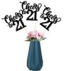 12 Pack Cheers to 21 Centerpiece Sticks Assembled Glitter Number 21 Twenty-one 21st Birthday Table Centerpiece Sticks for Cheers to 21 Years Old 21st Birthday Theme Party Supplies Black view 1