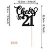 12 Pack Cheers to 21 Centerpiece Sticks Assembled Glitter Number 21 Twenty-one 21st Birthday Table Centerpiece Sticks for Cheers to 21 Years Old 21st Birthday Theme Party Supplies Black view 2