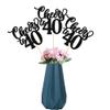 12 Pack Cheers to 40 Centerpiece Sticks Assembled Glitter Number 40 Forty 40th Birthday Table Centerpiece Sticks for Cheers to 40 Years Old 40th Birthday Theme Party Supplies Black view 1