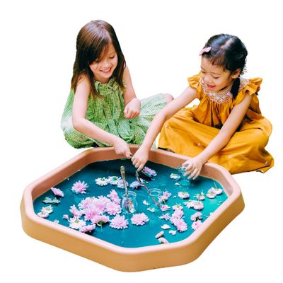 Learning Through PLAYtrays Brown TUFF Tray, Small 27.5" Signature Sand Brown Sensory Play Tray, Textured Surface, Canvas for Creativity, Montessori Activity Tray