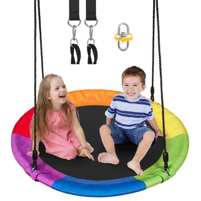 DECORLIFE 40 in Tree Swing for Kids & Adults, Reinforced 4-Tubes Steel Frame & 700lb Capacity with 900D Oxford Fabric360 Rotating Kids Outdoor Swing for Playground, Swing Sets for Backyard