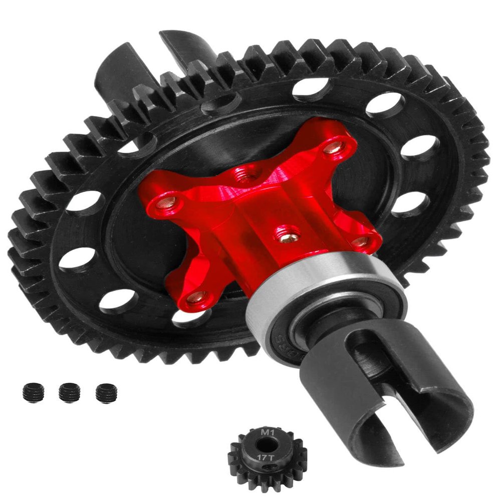 hopsupRC 45# Steer 50T Spur Gear Slipper Clutch With 17T/18T/19T Pinions Gear Sets Upgrades Part for 1/8 Kraton/Outcast/Talion/Typhon 6S BLX,50T Diff Gear Slipper Clutch,Red