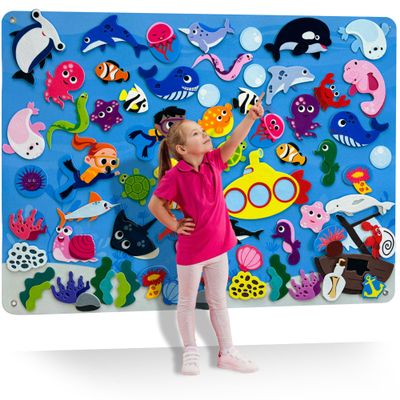 QUOKKA Ocean Felt Board for Toddlers 61 PCS - Double-Thick Felt Board Story Set with Large 3927,7 in. Durable Wall Activity Panel - Ideal for Storytelling Indoor Toddler Activities and Classroom