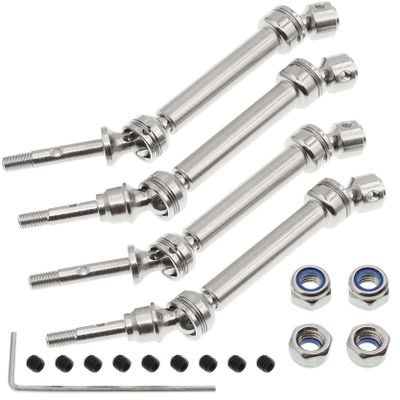 2Pairs Treehobby Steel CVD Front & Rear Drive Shaft Compatible with 1/10 Traxxas Slash 4x4 Platinum/Ultimate/VXL/Rustler 4X4 VXL/Stampede 4X4 VXL/Hoss 4X4 VXL 4WD RC Car Upgrades Patrs