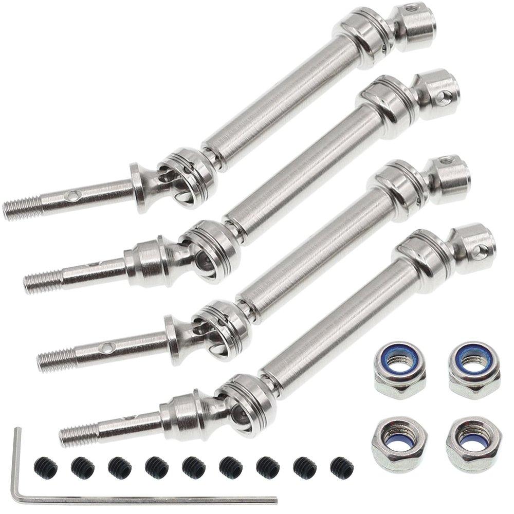 2Pairs Treehobby Steel CVD Front & Rear Drive Shaft Compatible with 1/10 Traxxas Slash 4x4 Platinum/Ultimate/VXL/Rustler 4X4 VXL/Stampede 4X4 VXL/Hoss 4X4 VXL 4WD RC Car Upgrades Patrs