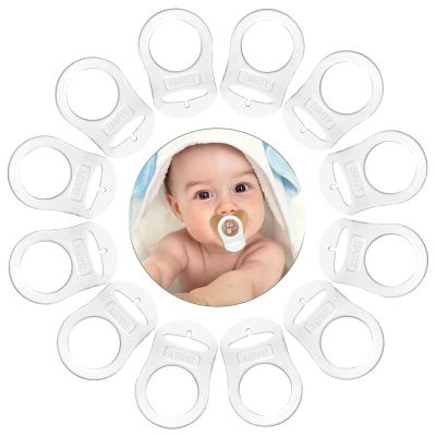 10 Pcs Baby Dummy Pacifier Holder, Soft Silicone Baby Pacifier Clips Holders, Silicone Adapter Rings Holder, Baby Nipple Rings, Pacifier Rings Infant for Baby Pacifiers (Transparent)