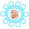 10 Pcs Baby Dummy Pacifier Holder, Soft Silicone Baby Pacifier Clips Holders, Silicone Adapter Rings Holder, Baby Nipple Rings, Pacifier Rings Infant for Baby Pacifiers (Blue) view 1