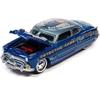 1951 Hudson Hornet Blue Metallic Vintage Clue Mrs. Peacock with Poker Chip Collector's Token Pop Culture 2022 Release 3 1/64 Diecast Model Car by Johnny Lightning JLPC008-JLSP270 view 1