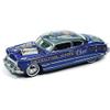 1951 Hudson Hornet Blue Metallic Vintage Clue Mrs. Peacock with Poker Chip Collector's Token Pop Culture 2022 Release 3 1/64 Diecast Model Car by Johnny Lightning JLPC008-JLSP270 view 2