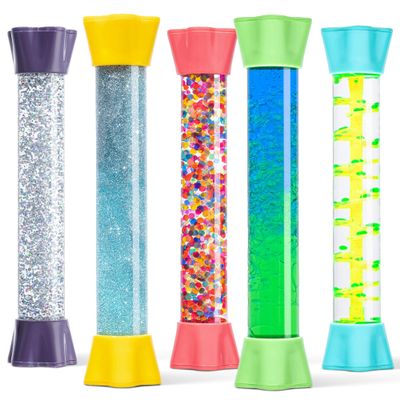 Special Supplies Liquid Motion Bubbler Toy Cool Tubes 5-Pack Colorful Hourglass Timer with Droplet Movement, Bedroom, Sensory Play for Home or School (Bubble-Tube-5)