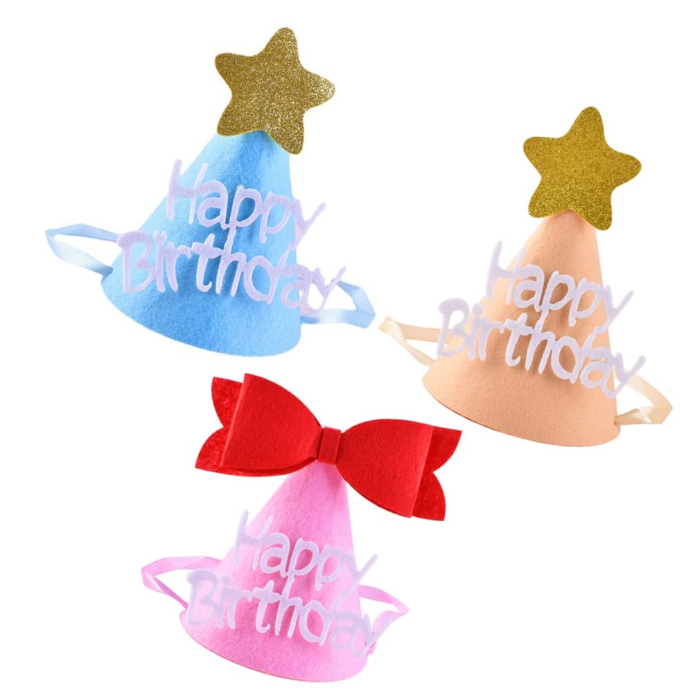 ABOOFAN 3pcs Boy Girl Birthday Hats Party Headwear for Boys Girls Comfortable Cloth Material for Celebrations Features Bow Stars for Creating Unforgettable Memories