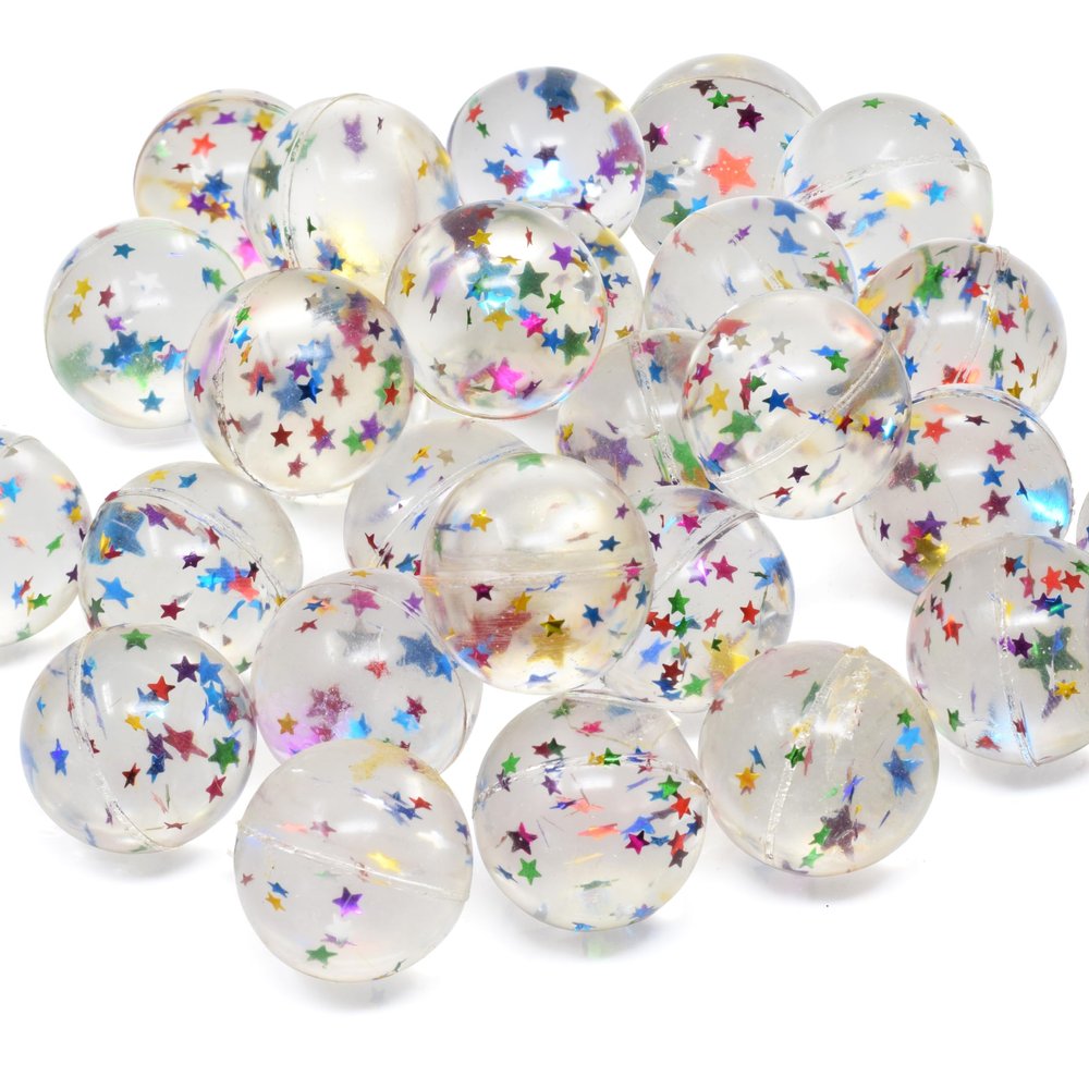 Kiddie Play 25 Bouncy Balls for Kids Party Favors | Stars Bouncy Ball 27mm | Superball Small Rubber Balls for Kids