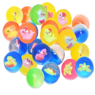Kiddie Play 25 Bouncy Balls for Kids Party Favors | Cute Figures Bouncy Ball 27mm | Superball Small Rubber Balls for Kids