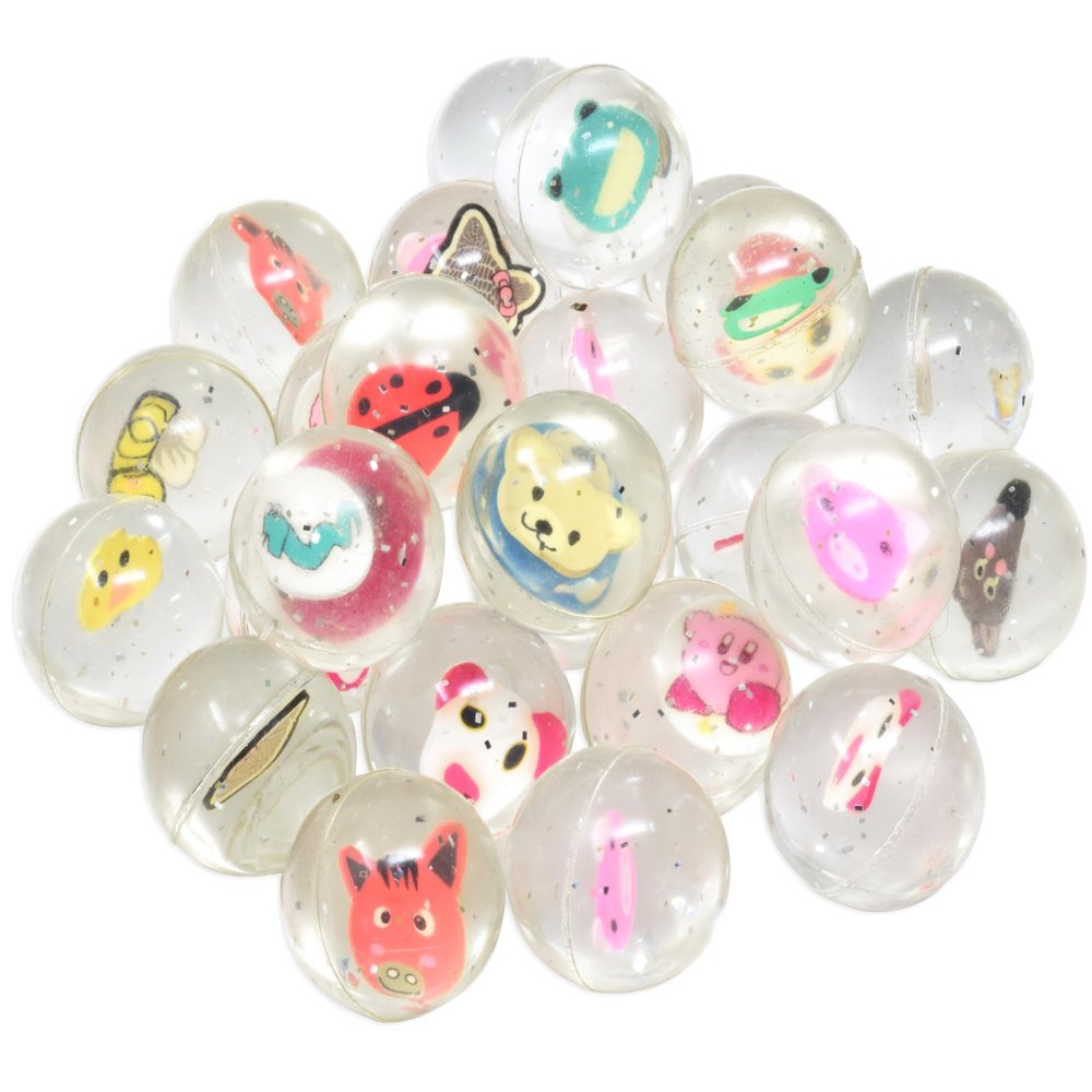 Kiddie Play 25 Bouncy Balls for Kids Party Favors Animals Bouncy Ball 27mm Superball Small Rubber Balls for Kids