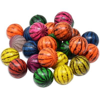 Kiddie Play 25 Bouncy Balls for Kids Party Favors | Colorful Watermelon Bouncy Ball 27mm | Superball Small Rubber Balls for Kids