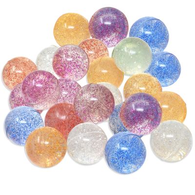 Kiddie Play 25 Bouncy Balls for Kids Party Favors | Glitter Bouncy Ball 27mm | Superball Small Rubber Balls for Kids