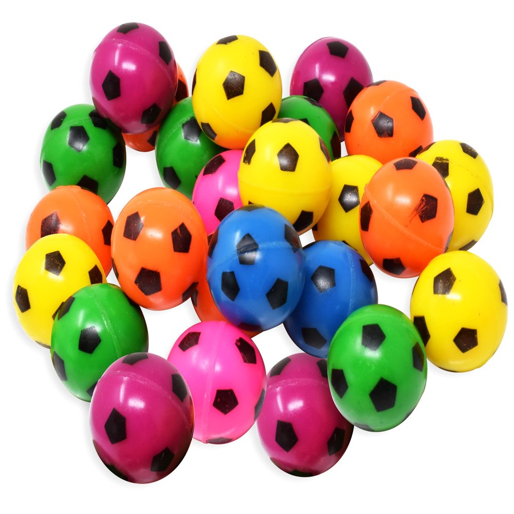 Kiddie Play 25 Bouncy Balls for Kids Party Favors | Colorful Soccer Bouncy Ball 27mm | Superball Small Rubber Balls for Kids