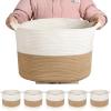 Sawysine 6 Pcs 20 x 20 x 13 Inch Extra Large Cotton Woven Basket with Handle Woven Laundry Blanket Baskets for Organizing Storage Rope Basket for Cloth Blanket Toy Living Room Bathroom view 1
