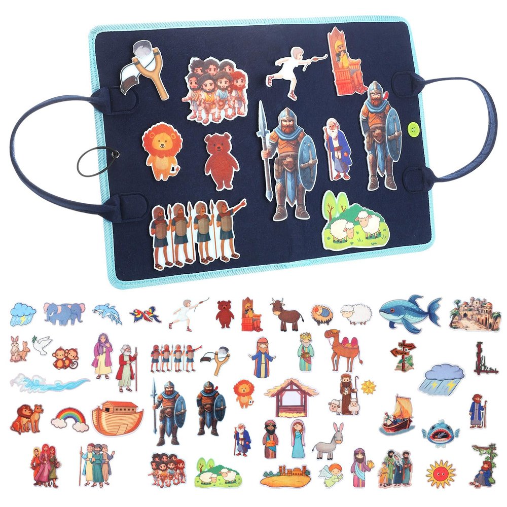 SmoothNovelty 4 Pack Felt Board Stories Set Flannel Felt Story Board Pieces for Storytelling(Bible Stories)