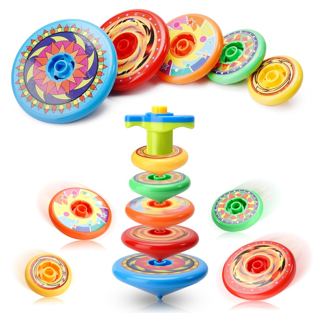 Sepco 4 Sets of 20PCS Super Stacking Spinning Tops Stackable Gyroscope Spinner Top Tower with Launcher Kit Manual Stacked Gyro Stack Spin Toys for Boys and Girls School Students Prizes