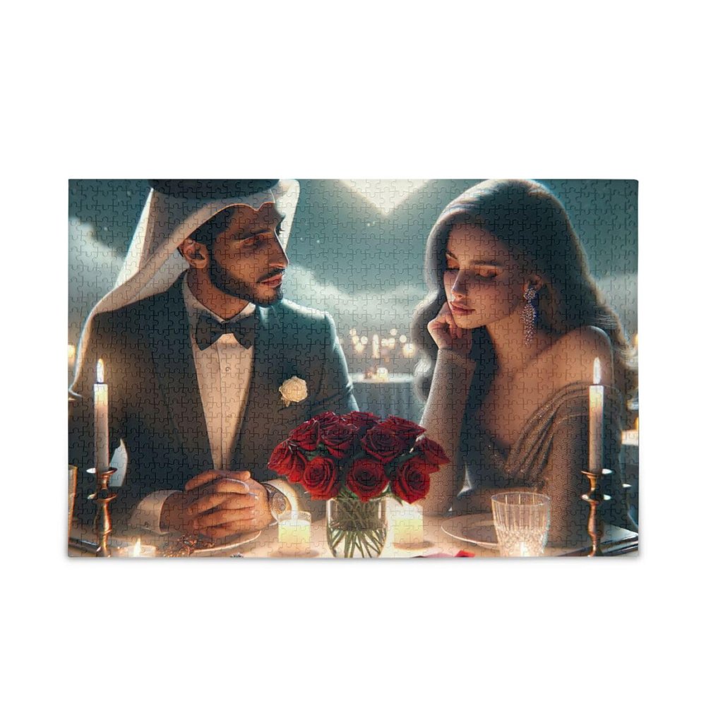 1000 Pieces Jigsaw Puzzle Happy Valentine's Day DIY Gift Jigsaw Puzzles with Mesh Storage Bag for Adults, Families