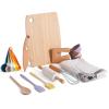 Promise Babe Kids Knife Set for Real Cooking and Baking, 14 Pcs Food Grade Montessori Kitchen Tools, Toddler Kitchen Tools with Safe Toddler Knife Set, Cutting Board, Kids Apron and Rolling Pin view 1